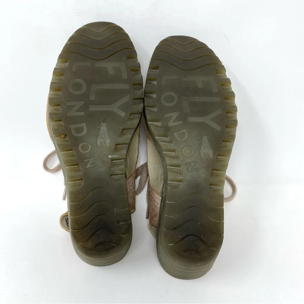 Fly London Ylfa Lace-Up Leather Platform Wedge Sandal - Picture 14 of 14